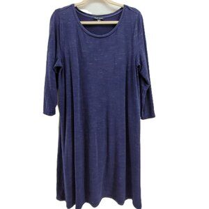 Hilary Radley Dress Women's XL Blue Rayon Blend Casual Midi Shift